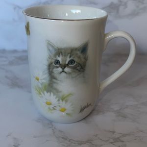 Otagiri Coffee Tea Cup Vintage Cat /Kitten and Butterfly in Daisy Patch